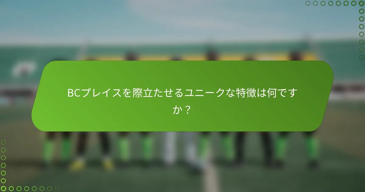 BCプレイスを際立たせるユニークな特徴は何ですか？